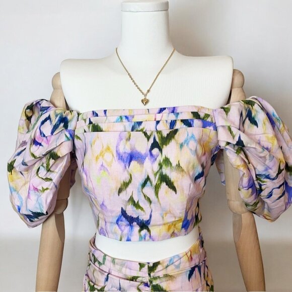 NWT Elliatt Remy Linen Off Shoulder Top and Mini Skirt Set - Picture 8 of 12